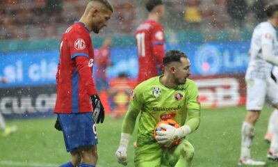 Reacția lui Eduard Pap, după ce i a apărat penalty ul lui Florin Tănase în FCSB Csikszereda