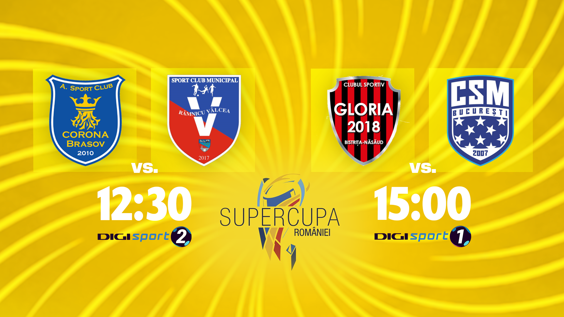 Supercupa României de handbal feminin: Corona Brașov Râmnicu Vâlcea, ACUM, DGS 2 / Bistrița CSM București, 15:00, DGS